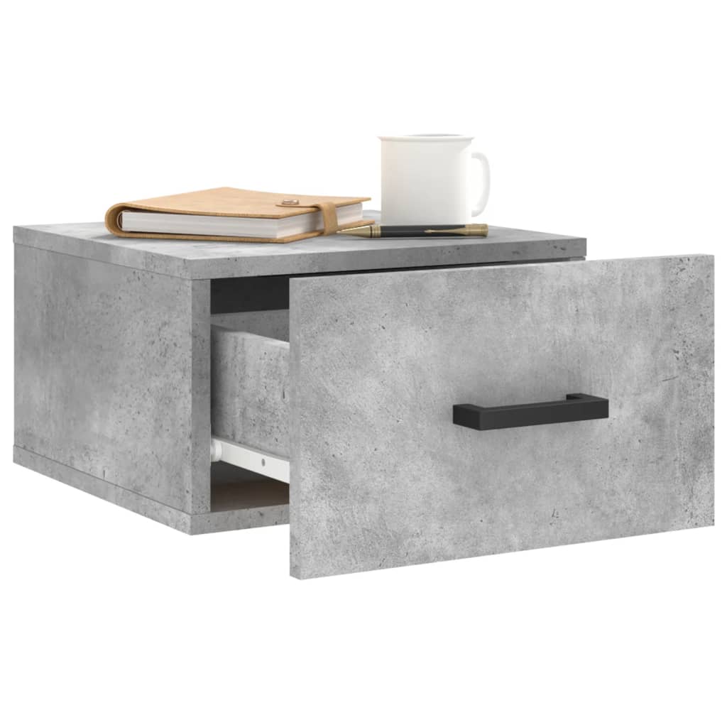 Tables de chevet murales 2 pcs gris béton 35x35x20 cm