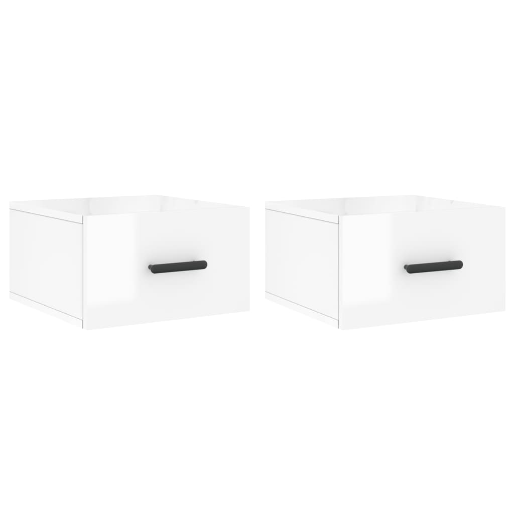 Tables de chevet murales 2 pcs. blanc brillant 35x35x20 cm