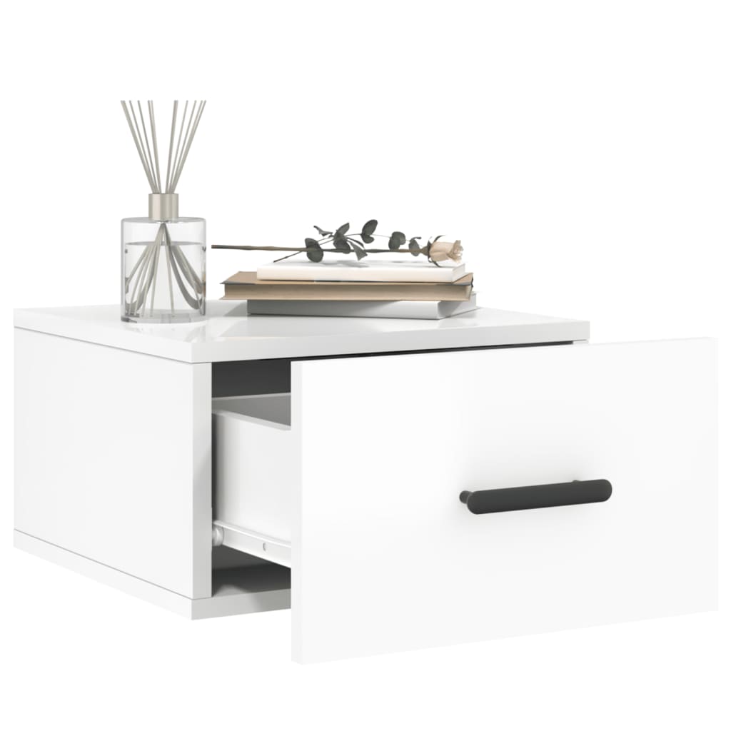 Tables de chevet murales 2 pcs. blanc brillant 35x35x20 cm