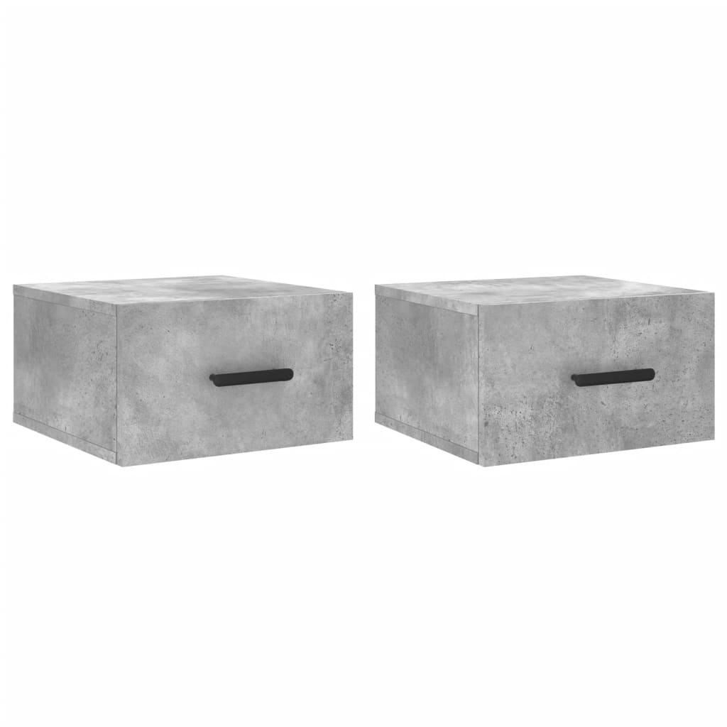 Tables de chevet murales 2 pcs gris béton 35x35x20 cm