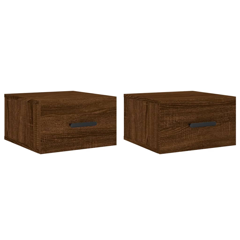 Tables de chevet murales 2 pcs. Aspect chêne marron 35x35x20 cm