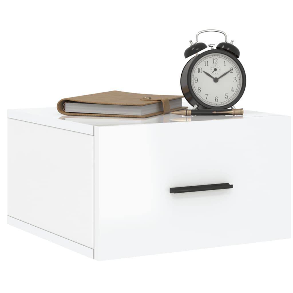 Tables de chevet murales 2 pcs. blanc brillant 35x35x20 cm