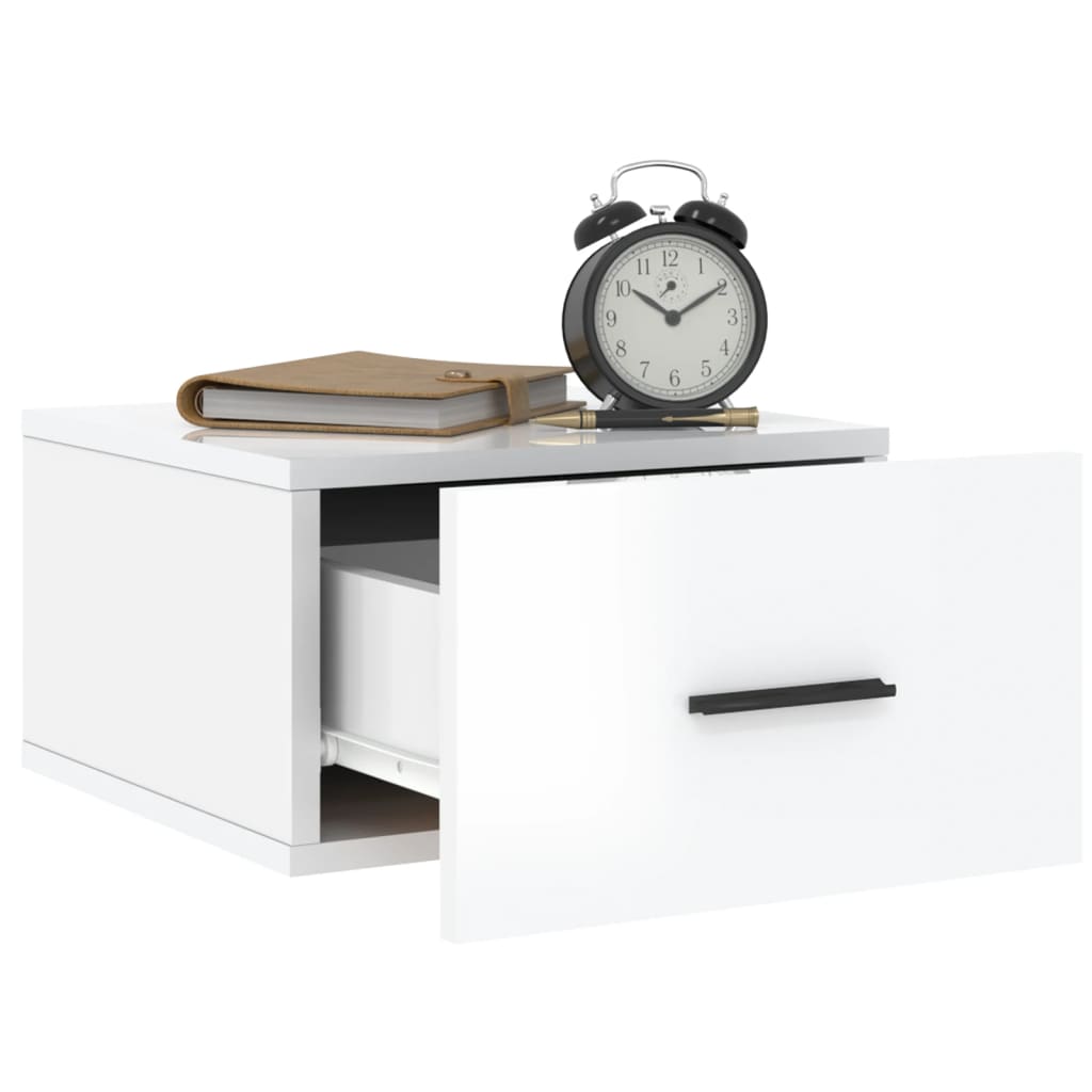 Tables de chevet murales 2 pcs. blanc brillant 35x35x20 cm