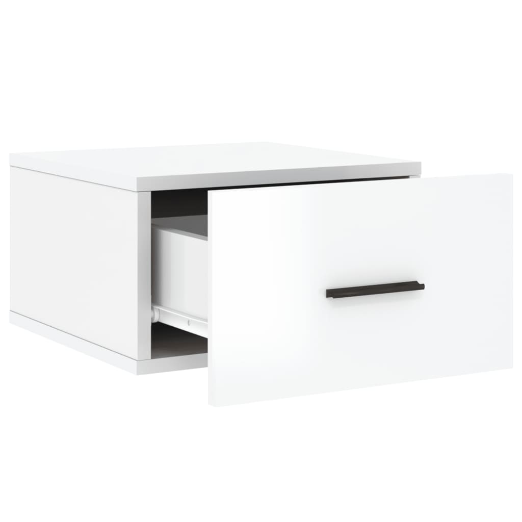 Tables de chevet murales 2 pcs. blanc brillant 35x35x20 cm