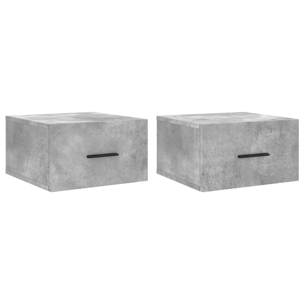 Tables de chevet murales 2 pcs gris béton 35x35x20 cm