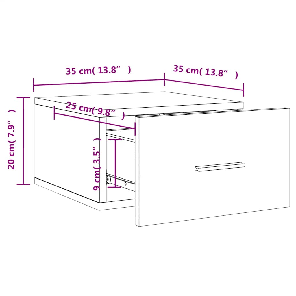 Wand-Nachttische 2 Stk. Grau Sonoma 35x35x20 cm