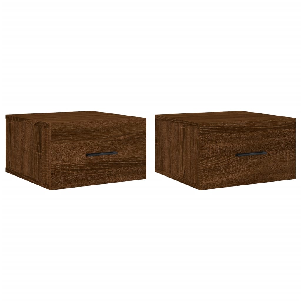 Tables de chevet murales 2 pcs. Aspect chêne marron 35x35x20 cm