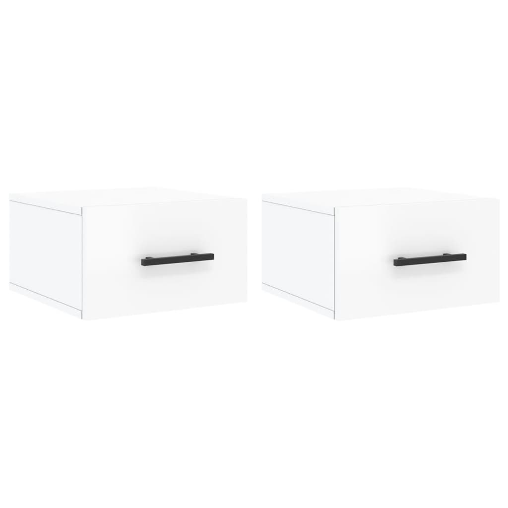 Tables de chevet murales 2 pcs. blanc brillant 35x35x20 cm