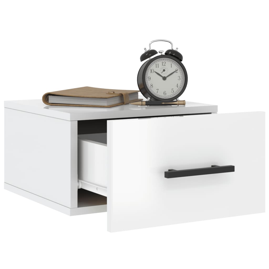 Tables de chevet murales 2 pcs. blanc brillant 35x35x20 cm