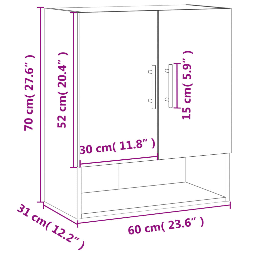 Wandschrank Weiß 60x31x70 cm Holzwerkstoff