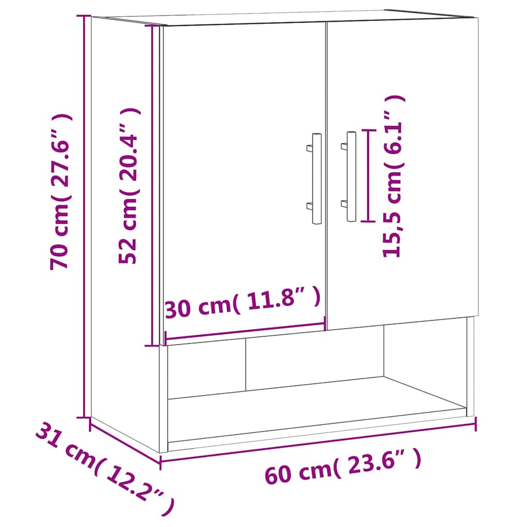Wandschrank Betongrau 60x31x70 cm Holzwerkstoff