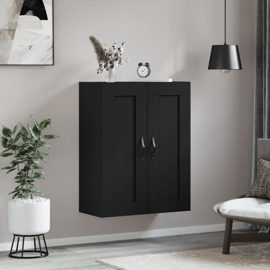 Armoire murale noire 69,5x34x90 cm en bois