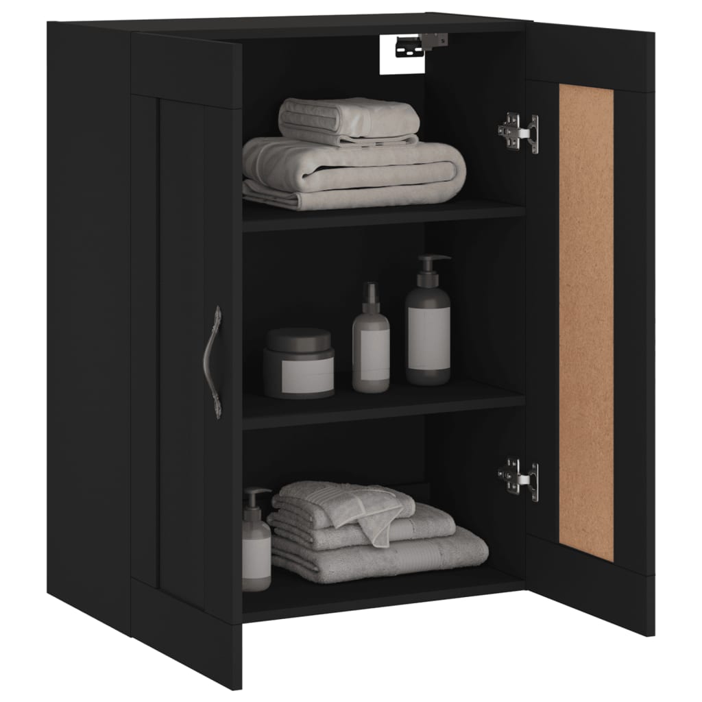 Armoire murale noire 69,5x34x90 cm en bois