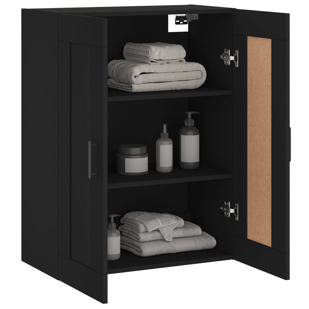 Armoire murale noire 69,5x34x90 cm en bois