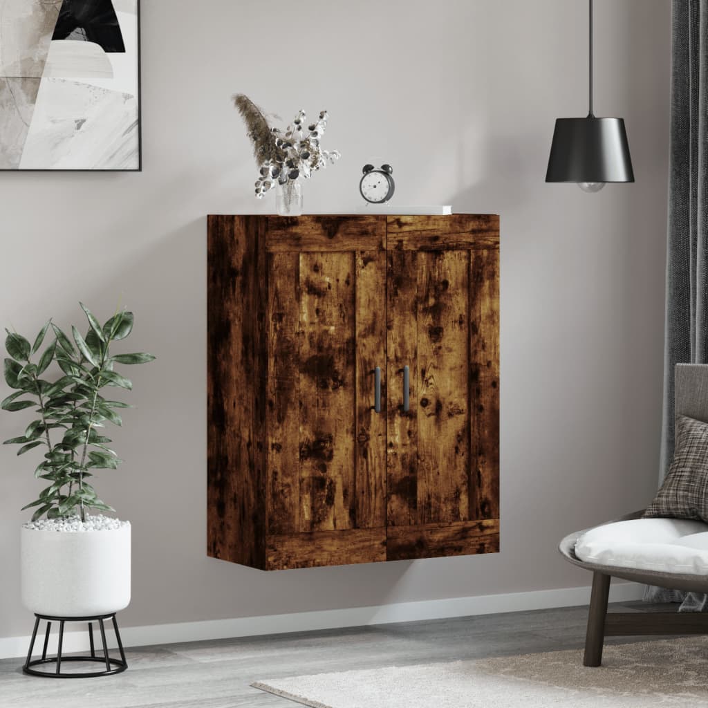 Armoire murale chêne fumé 69,5x34x90 cm matériau bois