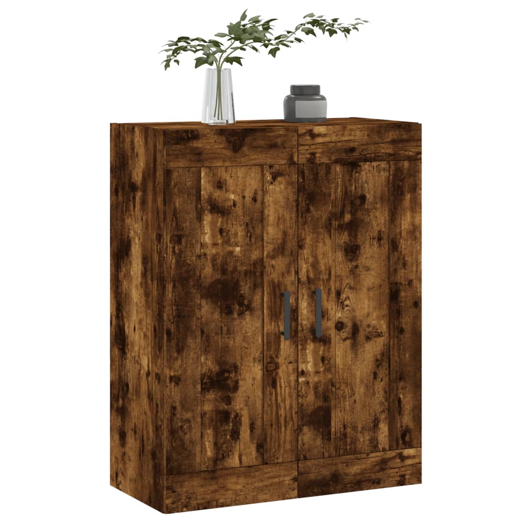 Armoire murale chêne fumé 69,5x34x90 cm matériau bois