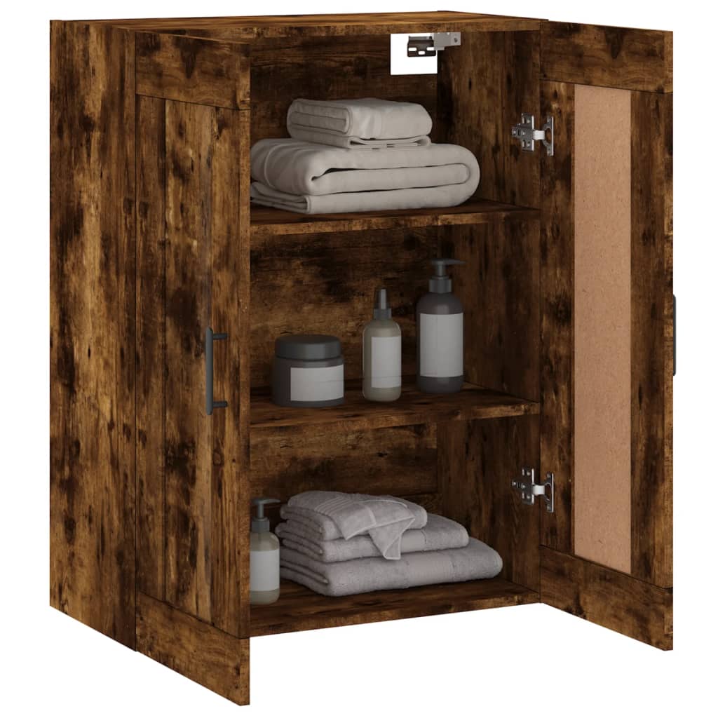 Armoire murale chêne fumé 69,5x34x90 cm matériau bois