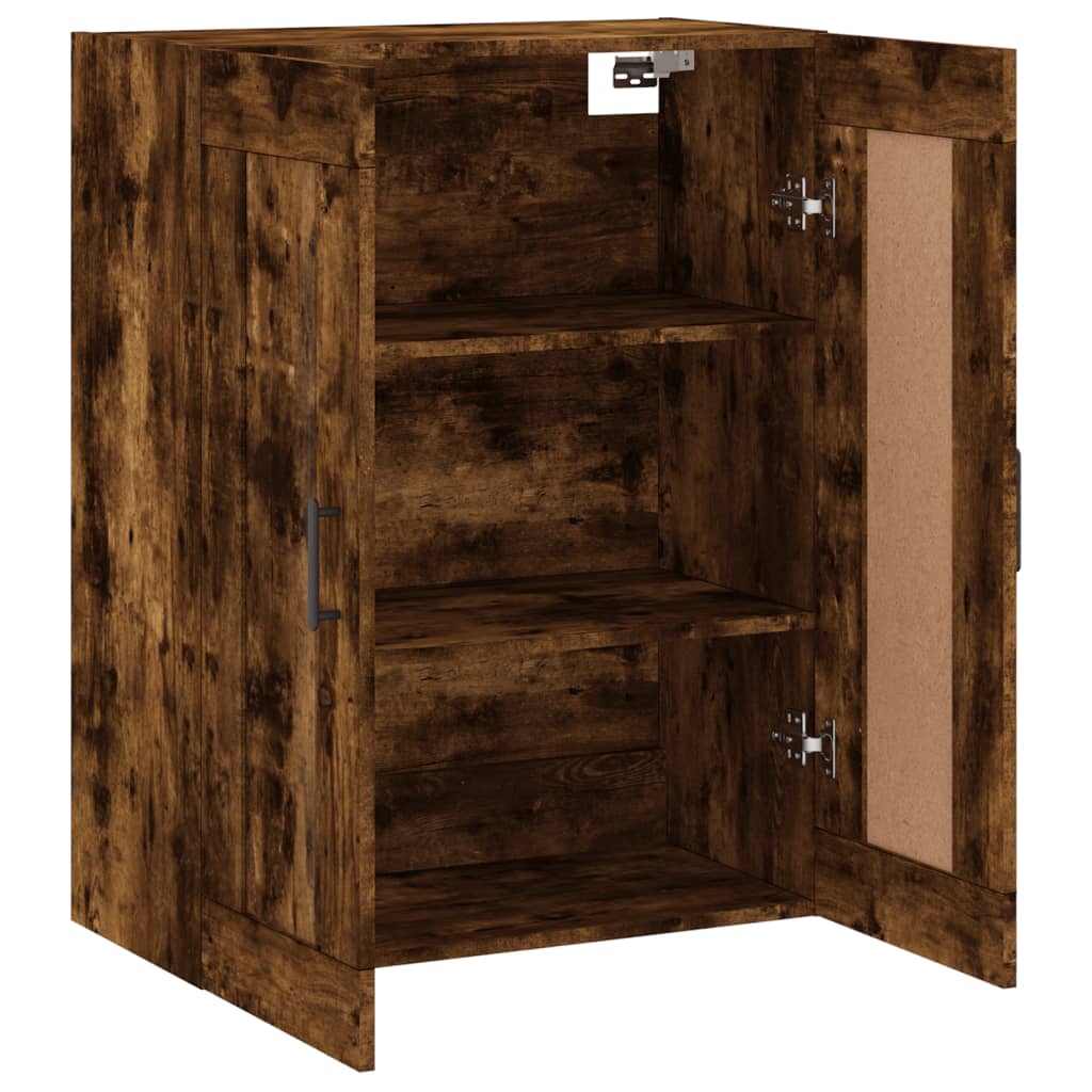 Armoire murale chêne fumé 69,5x34x90 cm matériau bois