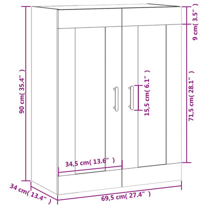 Wandschrank Braun Eichen-Optik 69,5x34x90 cm Holzwerkstoff