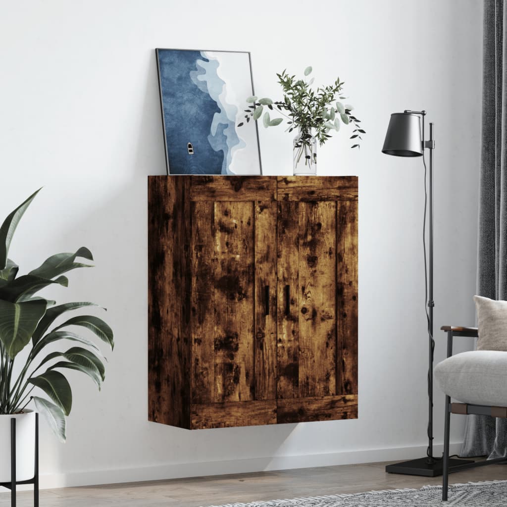 Armoire murale chêne fumé 69,5x34x90 cm matériau bois