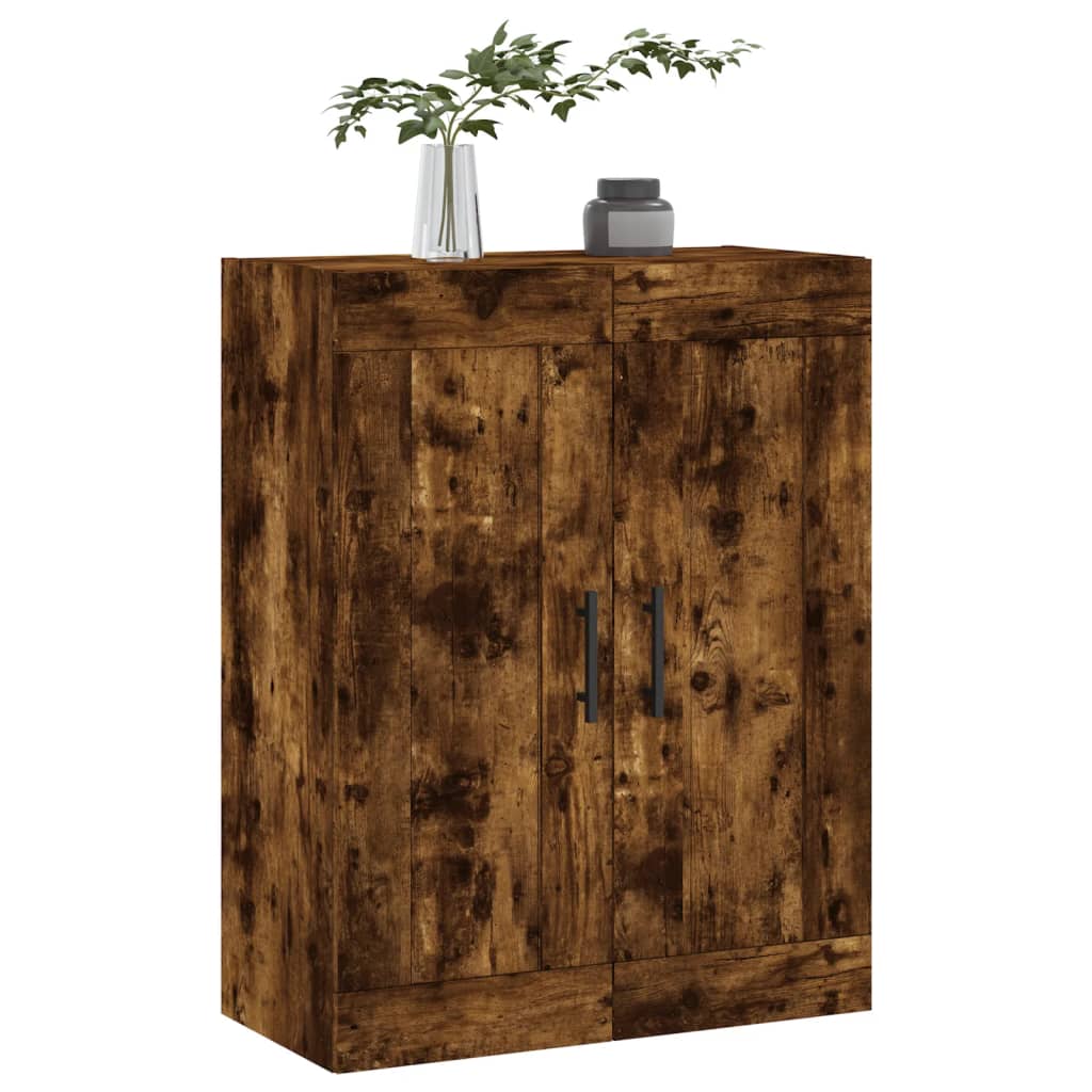 Armoire murale chêne fumé 69,5x34x90 cm matériau bois