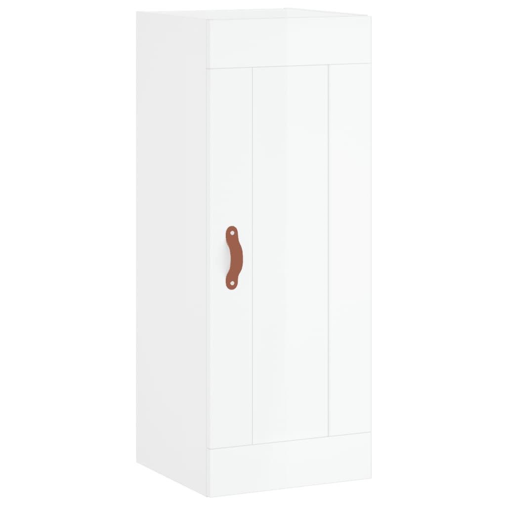 Armoire murale blanc brillant 34,5x34x90 cm en bois