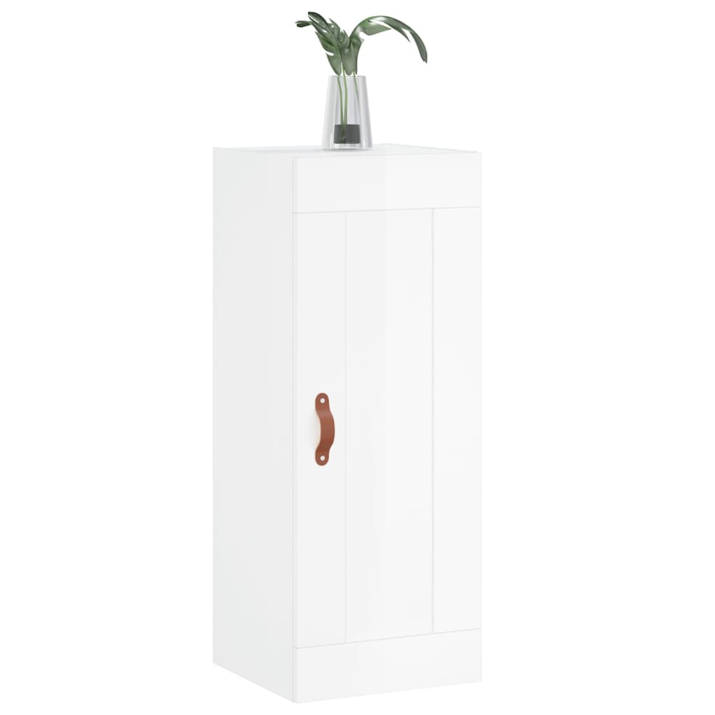 Armoire murale blanc brillant 34,5x34x90 cm en bois