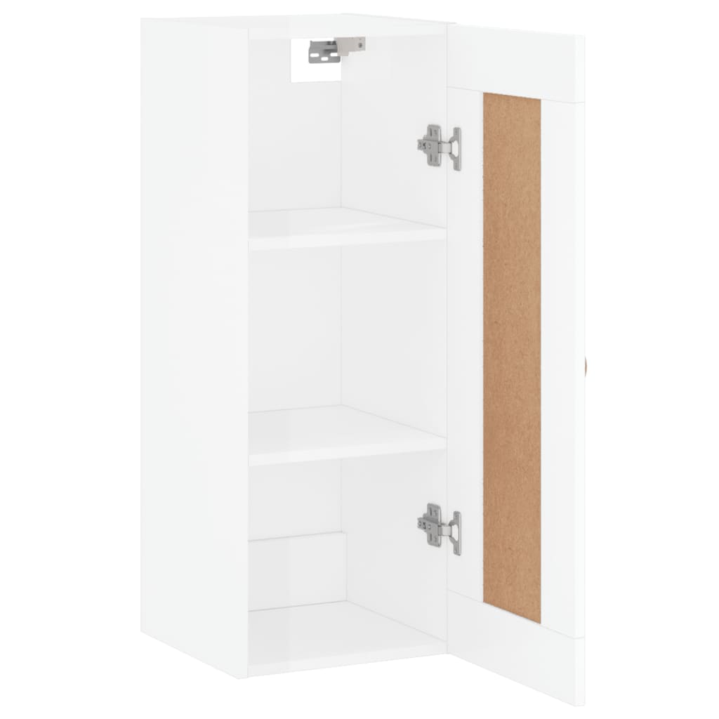 Armoire murale blanc brillant 34,5x34x90 cm en bois