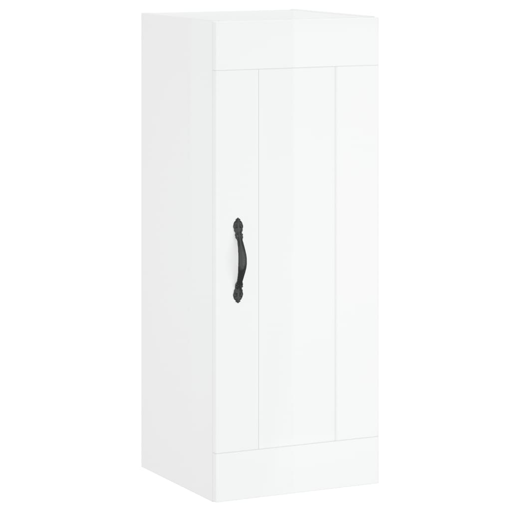 Armoire murale blanc brillant 34,5x34x90 cm en bois