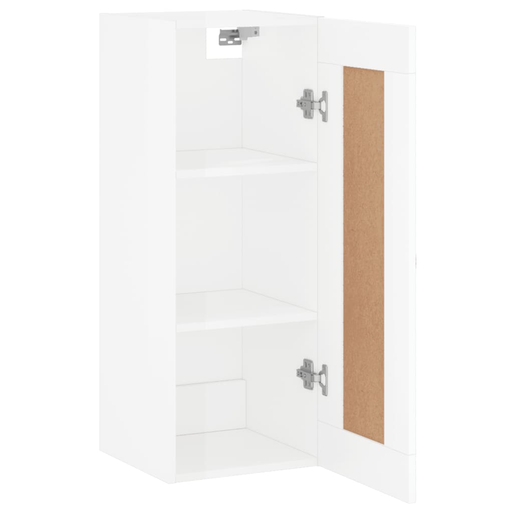 Armoire murale blanc brillant 34,5x34x90 cm en bois