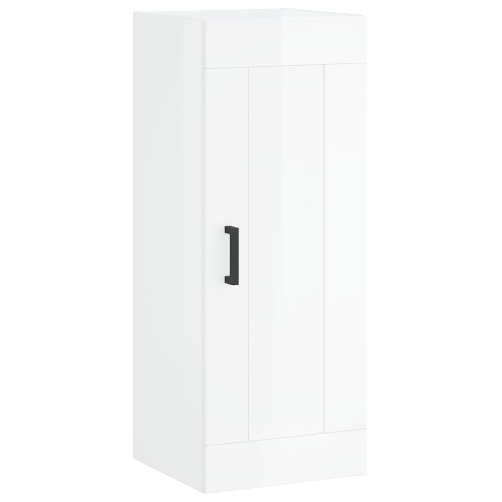 Armoire murale blanc brillant 34,5x34x90 cm en bois