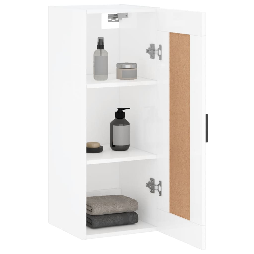 Wandschrank Hochglanz-Weiß 34,5x34x90 cm Holzwerkstoff