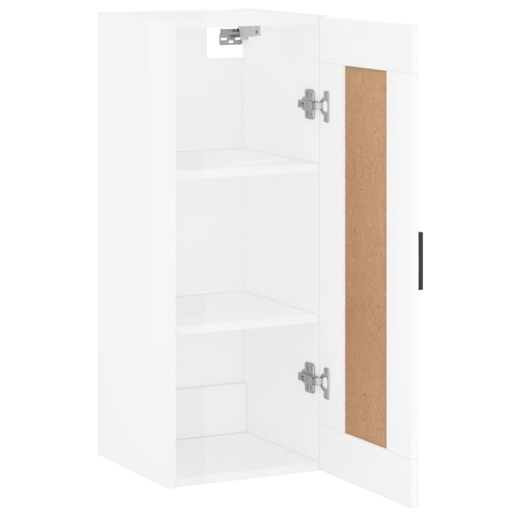 Armoire murale blanc brillant 34,5x34x90 cm en bois