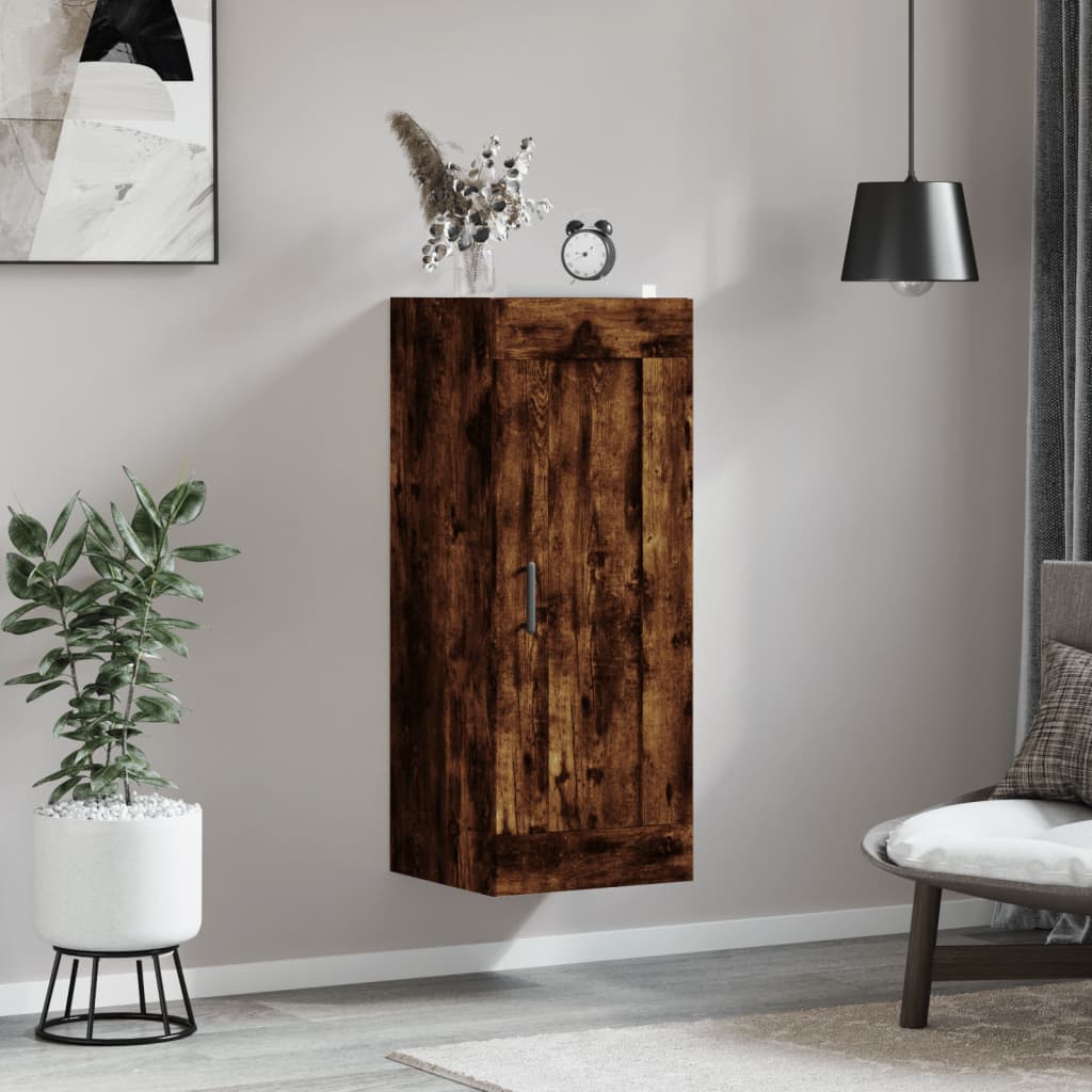 Armoire murale chêne fumé 34,5x34x90 cm matériau bois