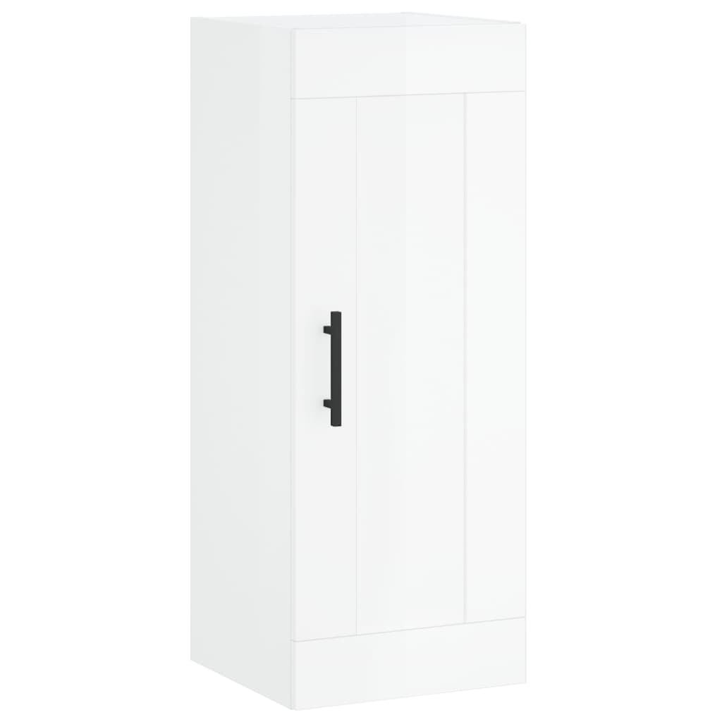 Armoire murale blanc brillant 34,5x34x90 cm en bois