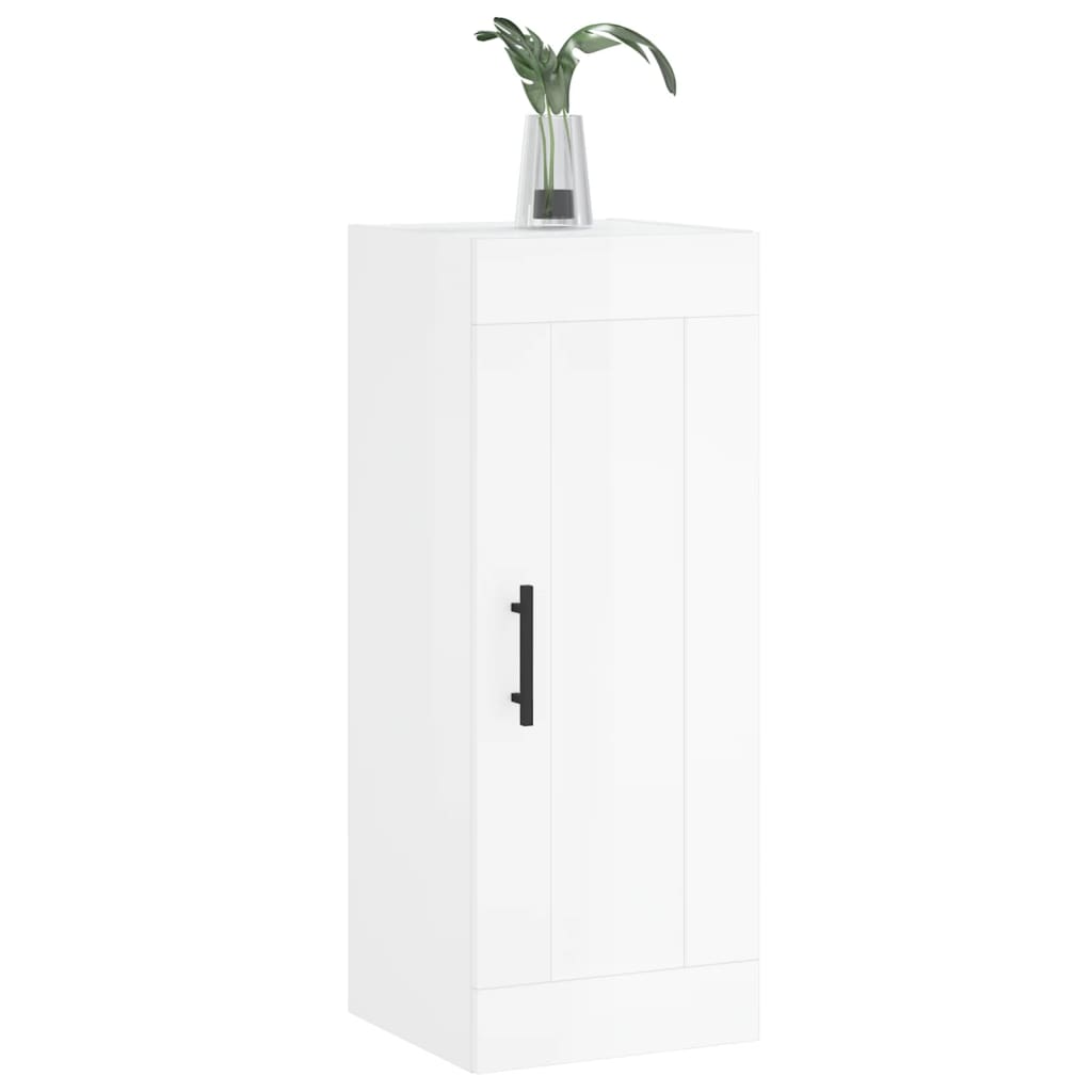 Armoire murale blanc brillant 34,5x34x90 cm en bois