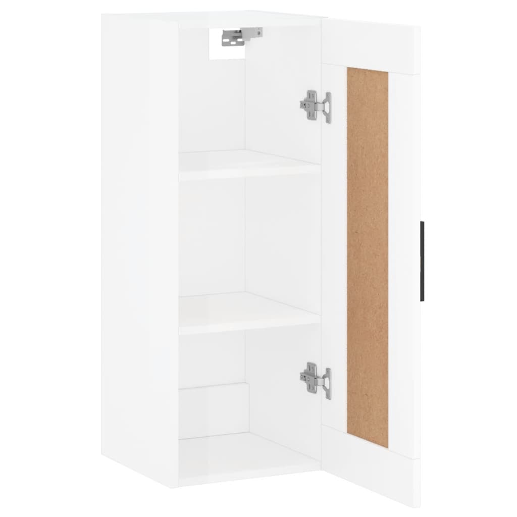 Armoire murale blanc brillant 34,5x34x90 cm en bois