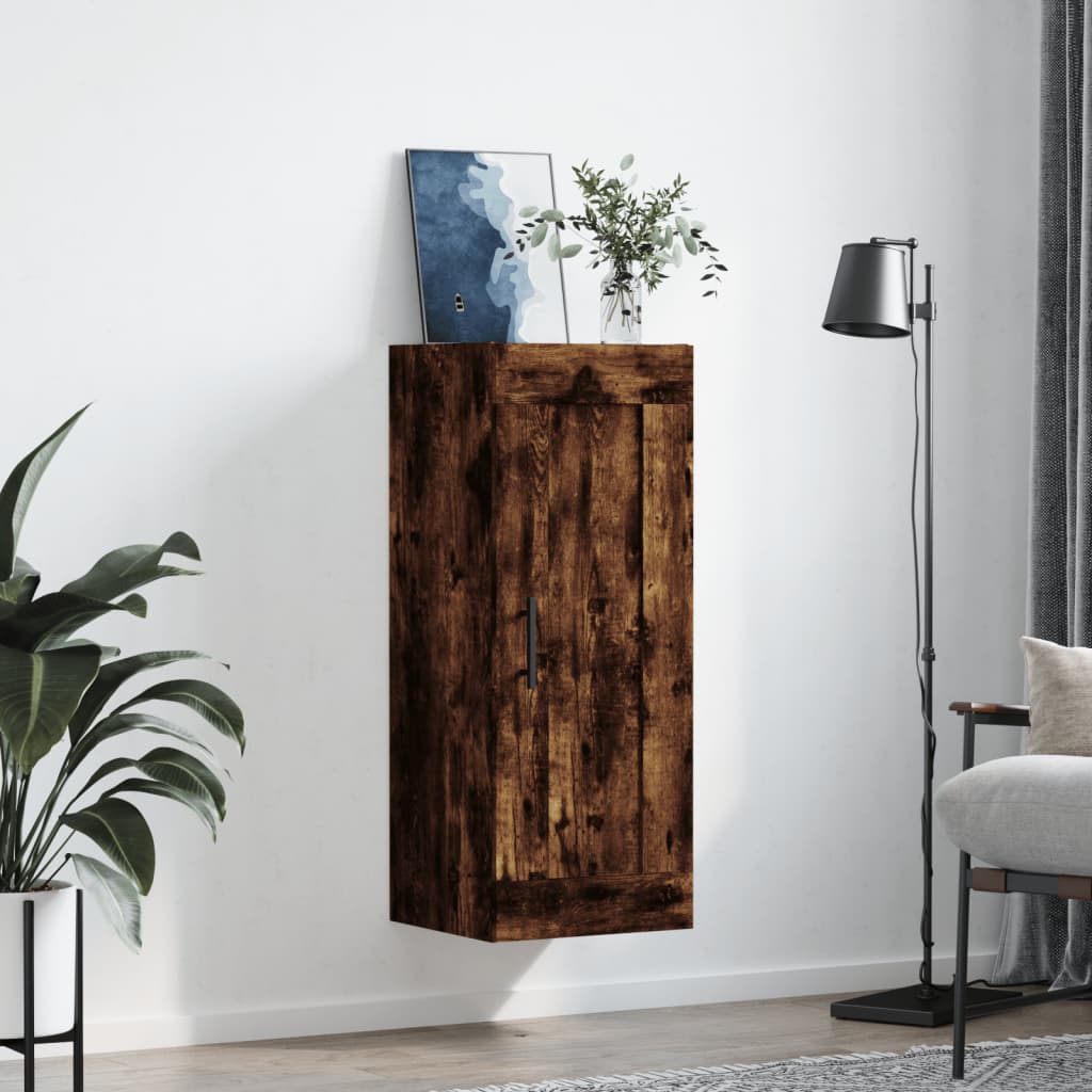 Armoire murale chêne fumé 34,5x34x90 cm matériau bois