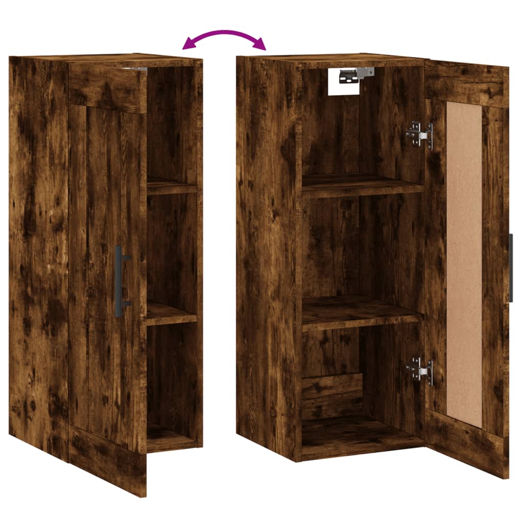 Armoire murale chêne fumé 34,5x34x90 cm matériau bois