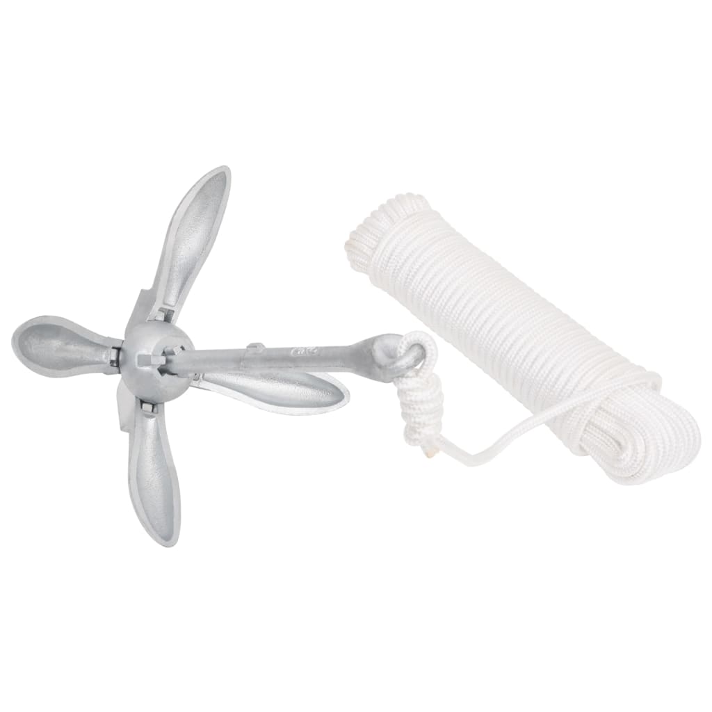 Klappanker mit Seil Silbern 1,5 kg Temperguss