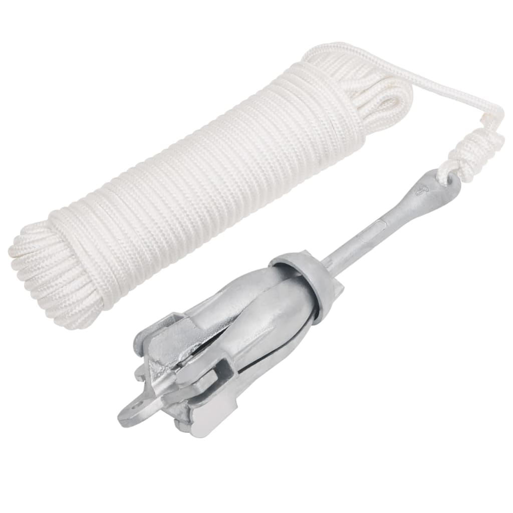 Klappanker mit Seil Silbern 3,2 kg Temperguss