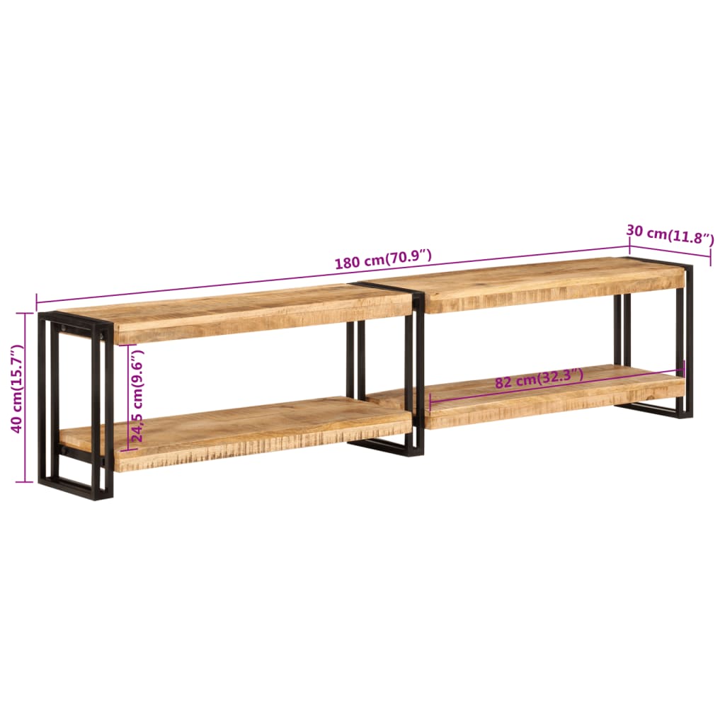 Meuble TV 180x30x40 cm en bois de manguier massif