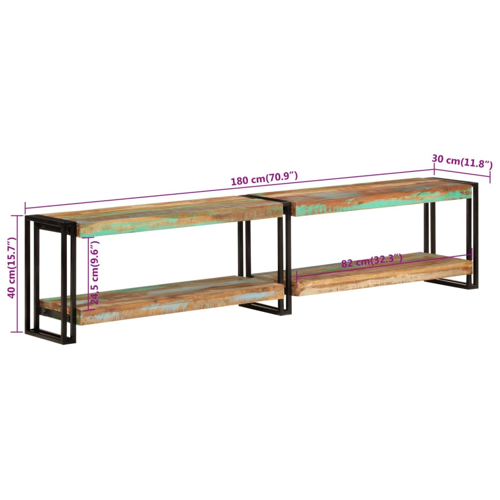 Meuble TV 180x30x40 cm vieux bois massif