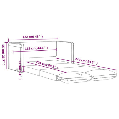 Bodensofa mit Schlaffunktion Hellgrau 122x204x55 cm Samt