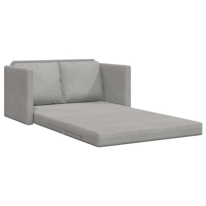 Bodensofa mit Schlaffunktion Hellgrau 122x204x55 cm Samt