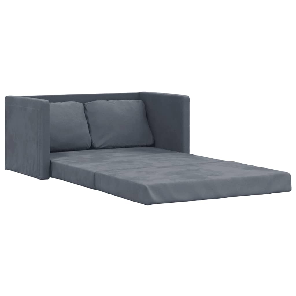 Canapé de sol avec fonction couchage gris foncé 122x204x55 cm velours