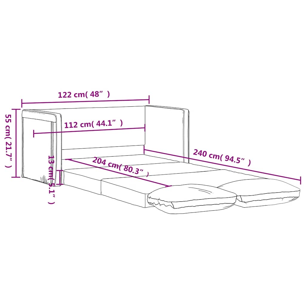 Bodensofa mit Schlaffunktion Dunkelgrau 122x204x55 cm Samt