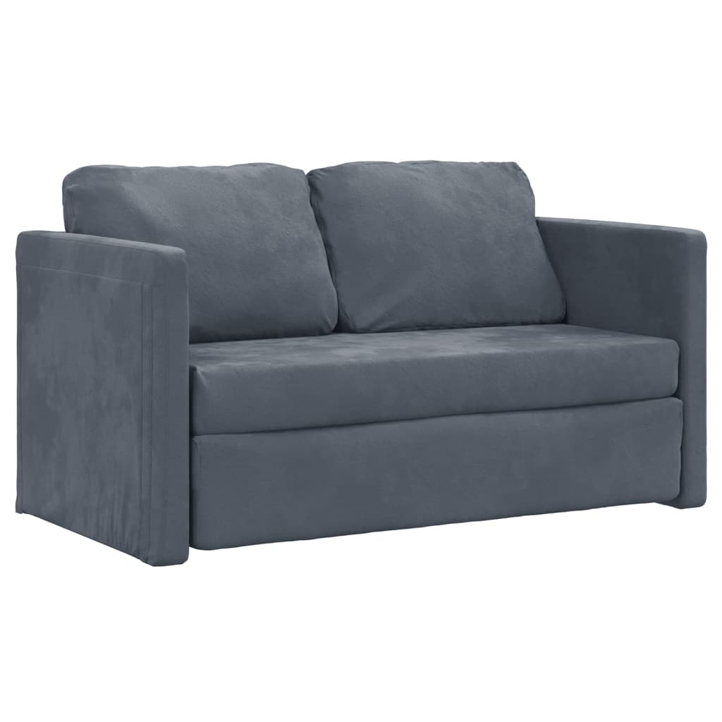 Canapé de sol avec fonction couchage gris foncé 122x204x55 cm velours