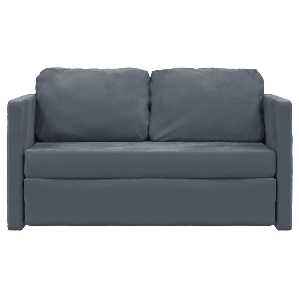 Canapé de sol avec fonction couchage gris foncé 122x204x55 cm velours