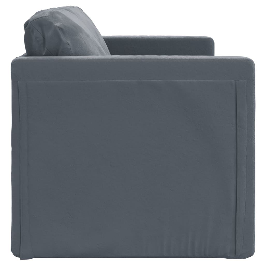 Canapé de sol avec fonction couchage gris foncé 122x204x55 cm velours